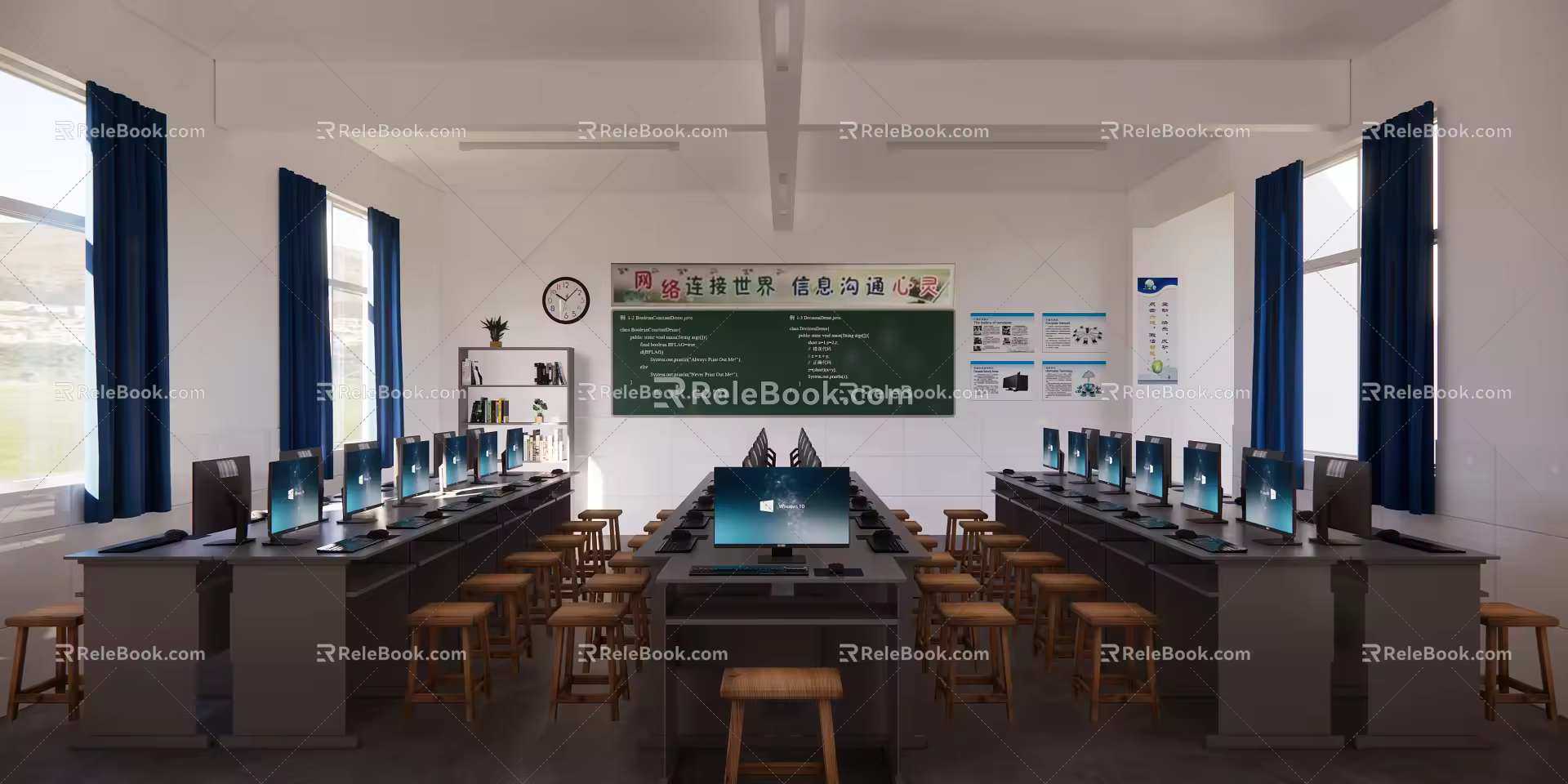 Modern Classroom School Microcomputer Classroom 3d model