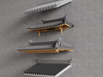 Various Traditional Roof Eave Designs With Ornate Tile And Architectural Details 3d model