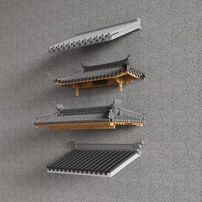 15 Eaves Chinese Eaves Cornice Tiles 3d model