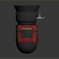Gray Cylindrical Military Weapon With Red Protective Bands And Yellow Black Warning Stripes