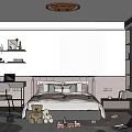 Modern Kids Room Interior With Bed Pillows Teddy Bear Desk Chair And Cozy Rug