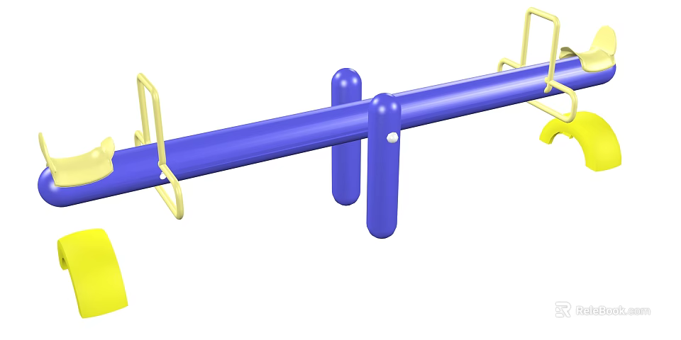Heavy Duty Industrial Equipment Blue Metal Bar With Yellow Supports And Safety Handles 3d model 