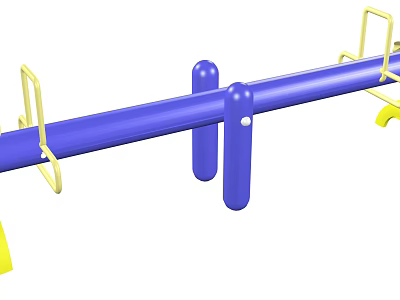 Heavy Duty Industrial Equipment Blue Metal Bar With Yellow Supports And Safety Handles 3d model