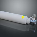 White Household Gas Cylinder With Yellow Label And Silver Valve