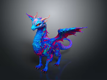 Fantasy Style Blue Dragon Wings Horn Claw Scale Eye Tail Fantasy Creatures Mythical Characters Fantastic Birds Fantastic Birds Fantastic Birds (ID:ggaeh950649)