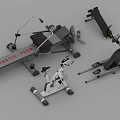 Home Gym Sports Equipment Including Rowing Machine Stationary Bike Dumbbells And Fitness Bench