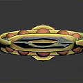 Ornate Spiral Design Sword With Gold Green Accents And Decorative Hilt
