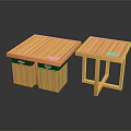 Two Different Wooden TREASURE Tables With Storage Bins And Simple Leg Design