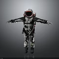 Astronaut In White Spacesuit With Helmet Backpack And Arms Outstretched Against Gray Background