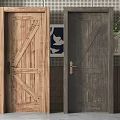 Wooden Flush Doors With Cross Panel Design In Light And Dark Wood Tones