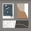 Stylish Wall Decor With Blue Brown White Tones Geometric Shapes And Striped Patterns 3d model