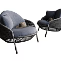 Modern Wicker Armchairs With Gray Cushions And Hat For Stylish Living Space