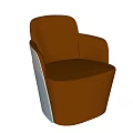 Modern Brown Leather Sofa Stool With Sleek Armrests And Rounded Design