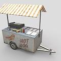 Fresh Hot Dog Street Food Cart With Striped Awning And Condiments