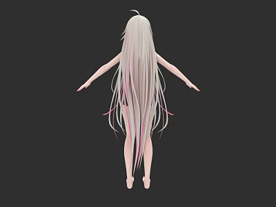Game Movie Female Character Pink White Long Hair Arms Outstretched Barefoot Black Background 3d model