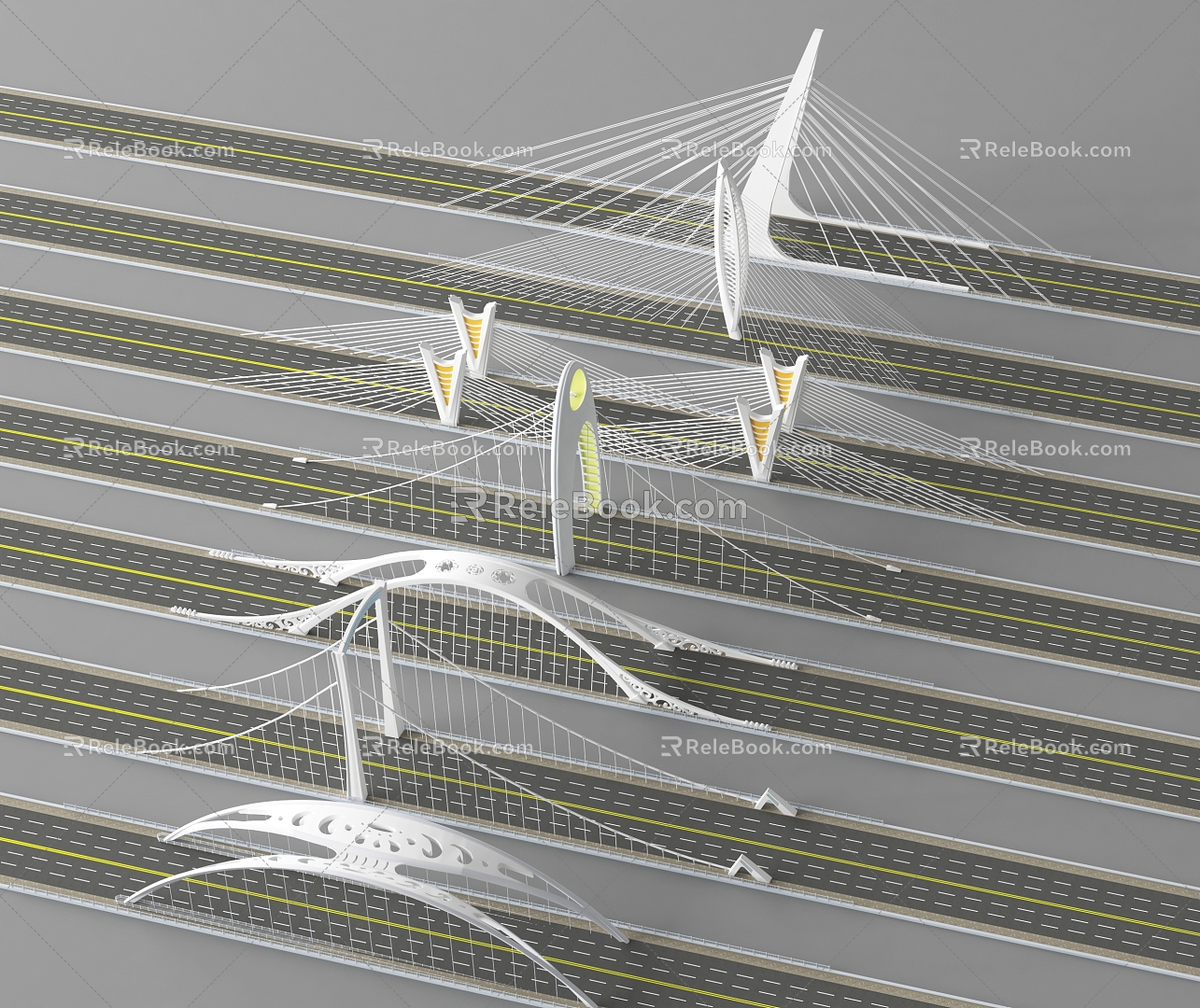 Bridge viaduct overpass bridge zipper bridge highway bridge sea crossing bridge 3d model