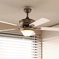 Modern Room Interior Featuring Ceiling Fan Light With White Blades And Window Blinds 3d model