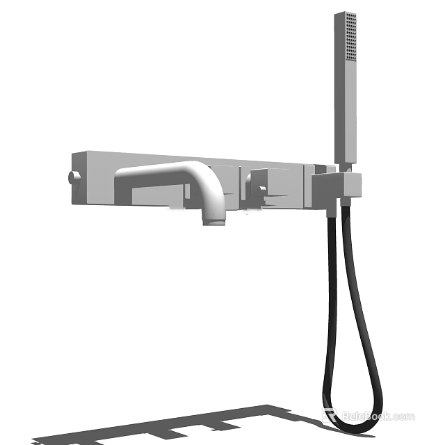 Modern Wall Mounted Shower System With Handheld Showerhead Black Hoses And Control Handle 3d model