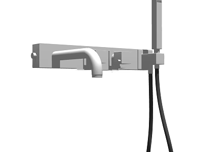 Modern Wall Mounted Shower System With Handheld Showerhead Black Hoses And Control Handle 3d model