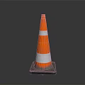 High Visibility Orange Traffic Cone With Silver Reflective Stripes And Black Base 3d model