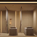 Modern Luxury Beauty and Hair Salon Interior with Reception Desk Display Shelves and Green Plant