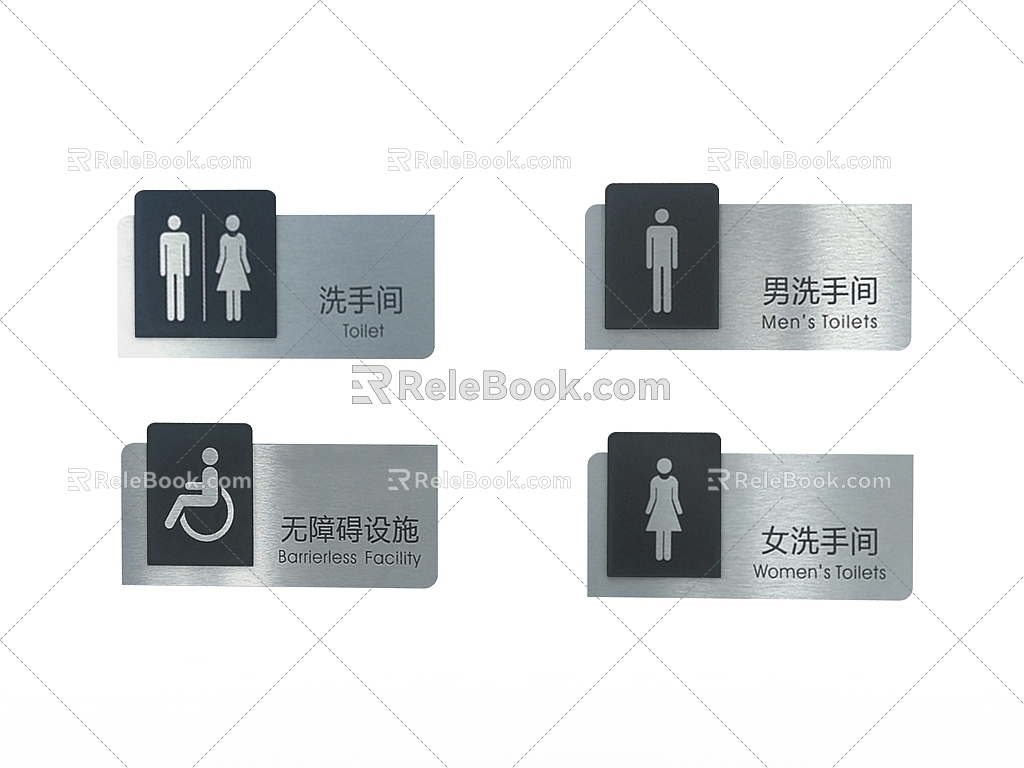 Modern Restroom Sign 3d model