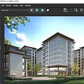 Modern Chinese Style Residential Buildings With Glass Facades Green Lawns And Pedestrians