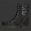Black Military Style Boots With Laces Metal Buckles Thick Sole And Sturdy Daily Wear Design
