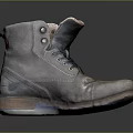 Vintage Leather Boots With Blue Laces And Brown Wooden Sole Casual Style Design
