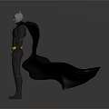 Batman Game Movie Character In Black Suit With Yellow Utility Belt And Black Cape