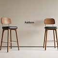 Modern Poliform Wooden Bar Stools With Black Seats And High Legs Design