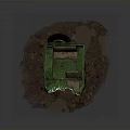 Green Military Style Old Car With Damaged Body Worn Tires On Muddy Ground