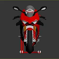 Sleek Red and White Motorcycle with Black Seat Red Stand and Reflection on Dark Background