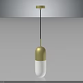 Modern Golden And White Pendant Light With Capsule Shape For Minimalist Home Decor