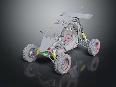 Off Road Buggy Featuring Number 28 Large Tires Open Frame And Suspension System 3d model