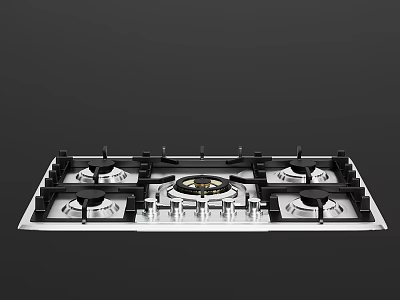 Modern Kitchen Gas Stove Appliance With Multiple Burners And Sleek Metal Design 3d model