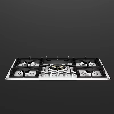 Modern Kitchen Gas Stove Appliance With Multiple Burners And Sleek Metal Design 3d model