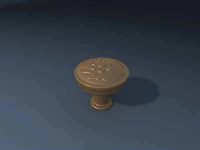 Round Beige Dining Table Featuring Decorative Pattern On Top Surface 3d model