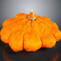 Orange Flower Shaped Pumpkin with Textured Surface on Black Background and Reflection