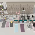 Complete Fitness Studio Setup With Lockers Yoga Mats Dumbbells Exercise Balls And Equipment