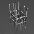 Modern 3D Geometric Metal Frame Structure With Vertical Horizontal Steel Bars 3d model