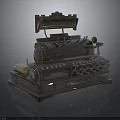 Industrial Metal Machine Model With Cylindrical Body Control Panel And Mechanical Components