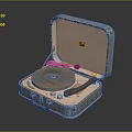 Vintage Suitcase Style Open Record Player In Blue With Turntable And Tonearm