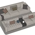 Double sofa Multi-person sofa Corner sofa 3d model
