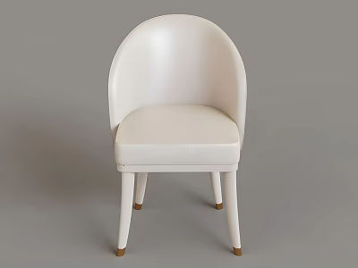 Stylish White Leather Leisure Chair with Curved Backrest and Wooden Legs Design 3d model