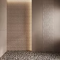 Modern Beige Floor Tiles With Textured Grid And Patterned Design For Interior Spaces 3d model