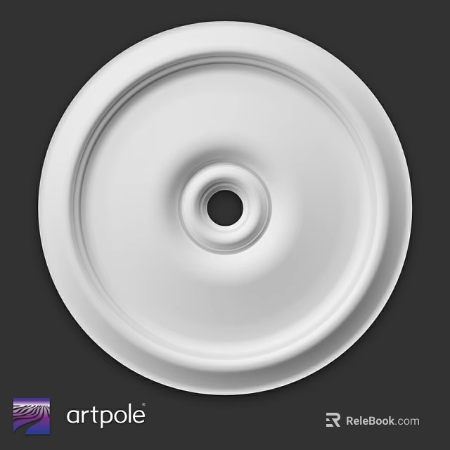 White Decorative Circular Ceiling Component With Concentric Rings And Central Hole 3d model 