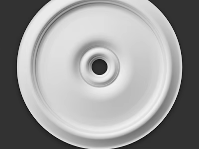 White Decorative Circular Ceiling Component With Concentric Rings And Central Hole 3d model