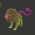 Lion Head Snake Tail Hybrid Creature Character With Orange Body And Green Open Mouth