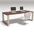 Various Modern Desks With Different Designs And Computer Setups For Home Office 3d model